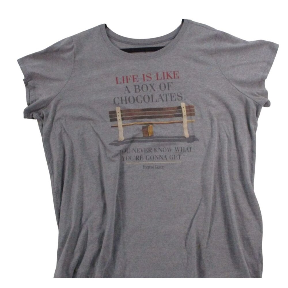 Forrest Gump Graphic T-Shirt Gray Womens Ripple‎ Junction Cotton Blend Size 4